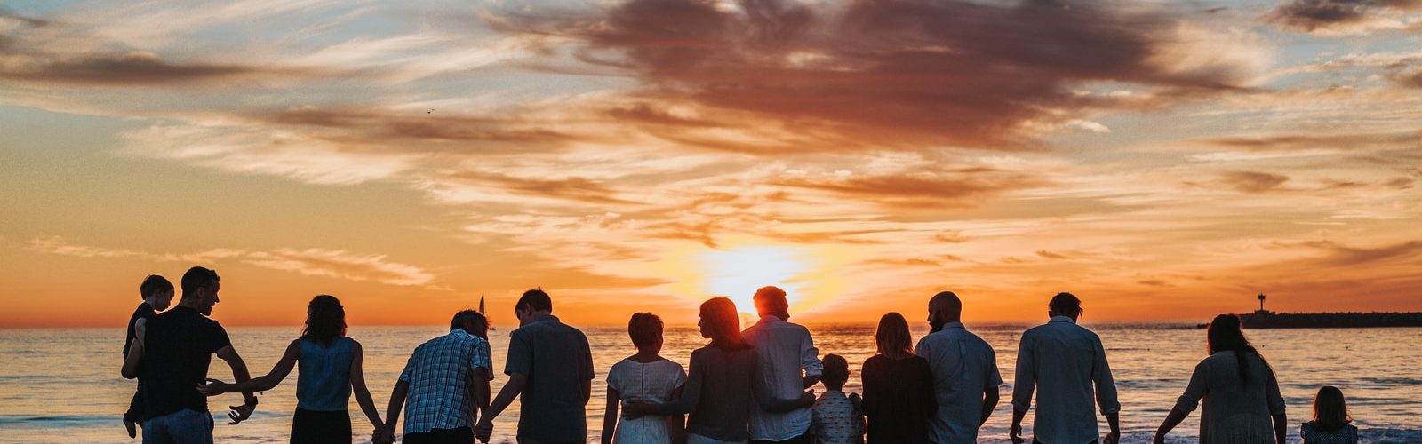 people standing on shore during golden hour